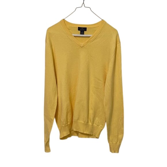 Brooks Brothers 346 Yellow Supima Cotton Pullover Sweater Mens Size Medium - Picture 1 of 8